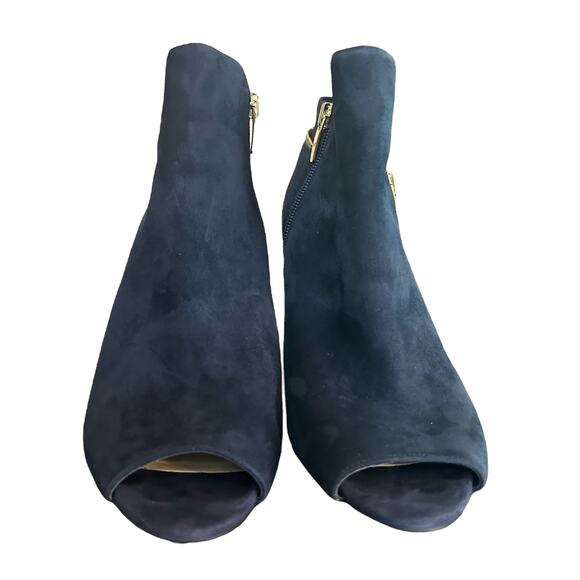 Marc Fisher Women's Blue Suede Serenity Peep Toe zip ankle wide width shoes 8W - Picture 4 of 13